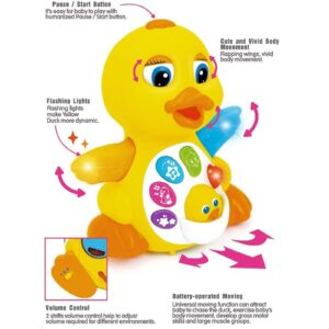 Yiosion Musical Flapping Yellow Duck Interactive Action Educational Learning Walking Light Up Dancing Toy for 1 Year Old Baby Toddler Infant