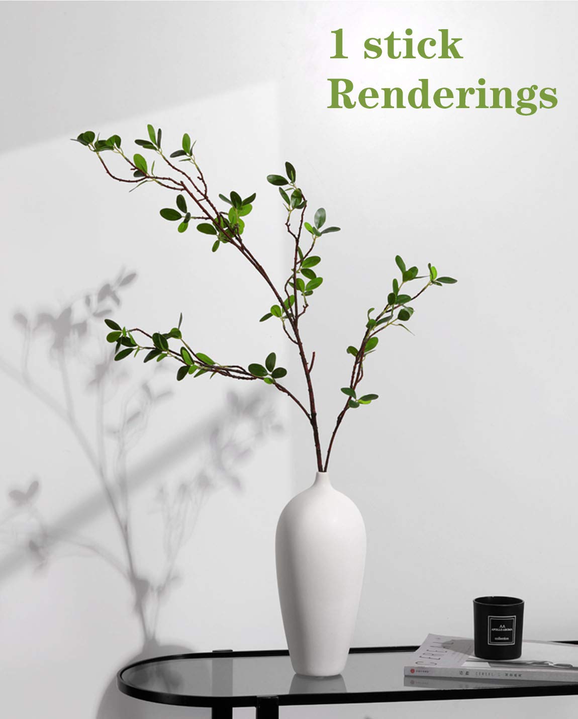 Artificial Plant 43.3 Inch Green Branches Leaf Shop Garden Office Home Decoration (6 pcs)