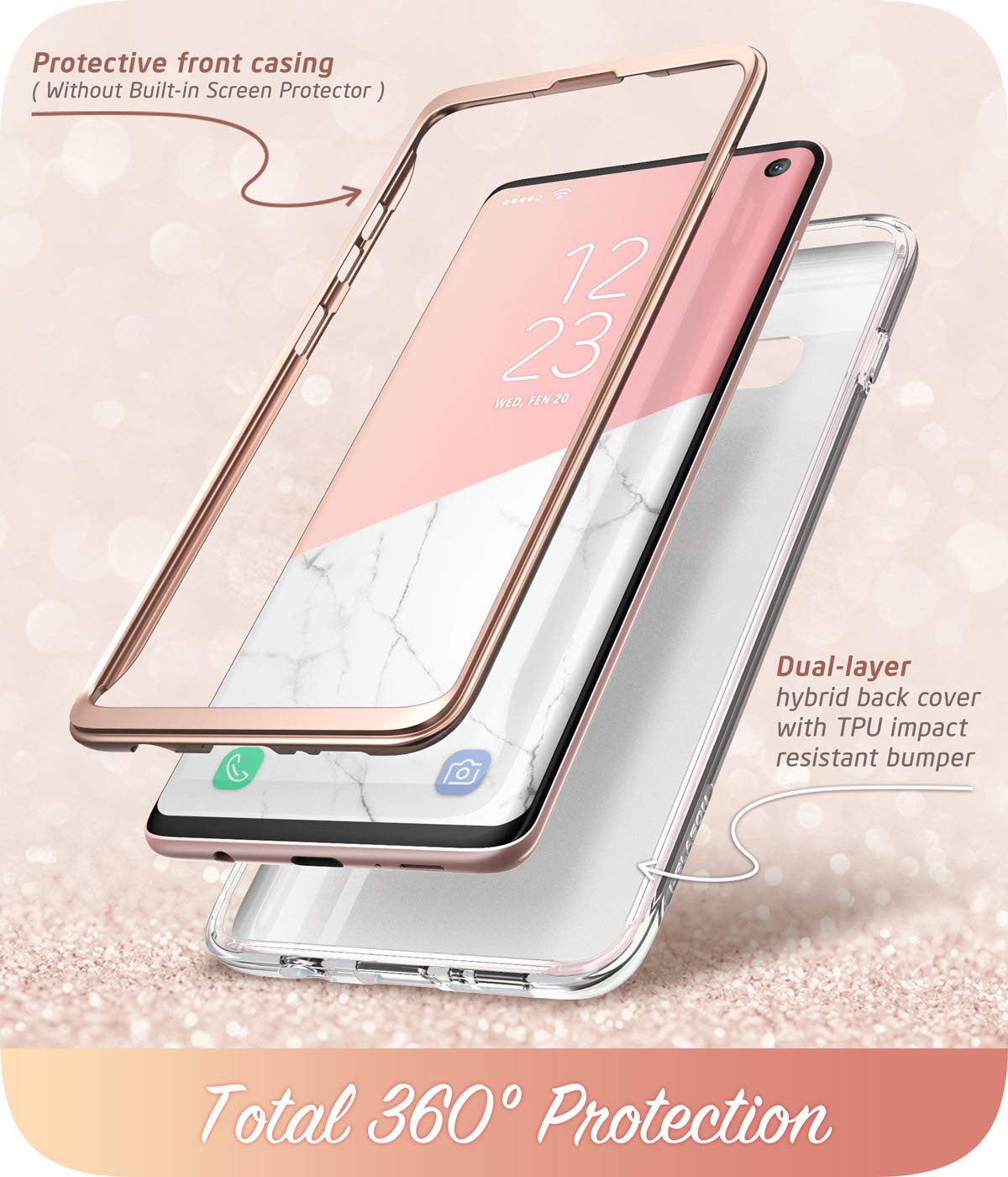 i-Blason Cosmo Designed for Galaxy S10 Case Stylish Glitter Protective Bumper Case Without Built-in Screen Protector for Galaxy S10 2019 Release (Marble)