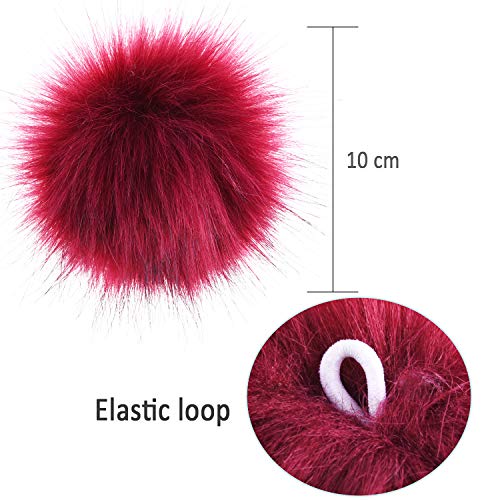 SIQUK 24 Pieces Faux Fox Fur Pom Pom Balls DIY Faux Fox Fur Fluffy Pom Pom with Elastic Loop for Hats Keychains Scarves Gloves Bags Accessories(12 Bright Colors, 2 Pcs Each Color)