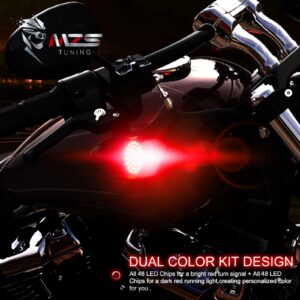 MZS 1157 Turn Signal LED Bulb Running Light Kit, Red Upgraded LED Beads 2" Bullet Style w/Dual Color Front or Rear Compatible For Most Family Motorcycles - Pack of 2