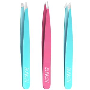 tweezers for eyebrows,blinkeen 3 pack tweezer set,precision tweezers for ingrown hair/blackhead/craf/splinter,professional eyebrow tweezers.(color)