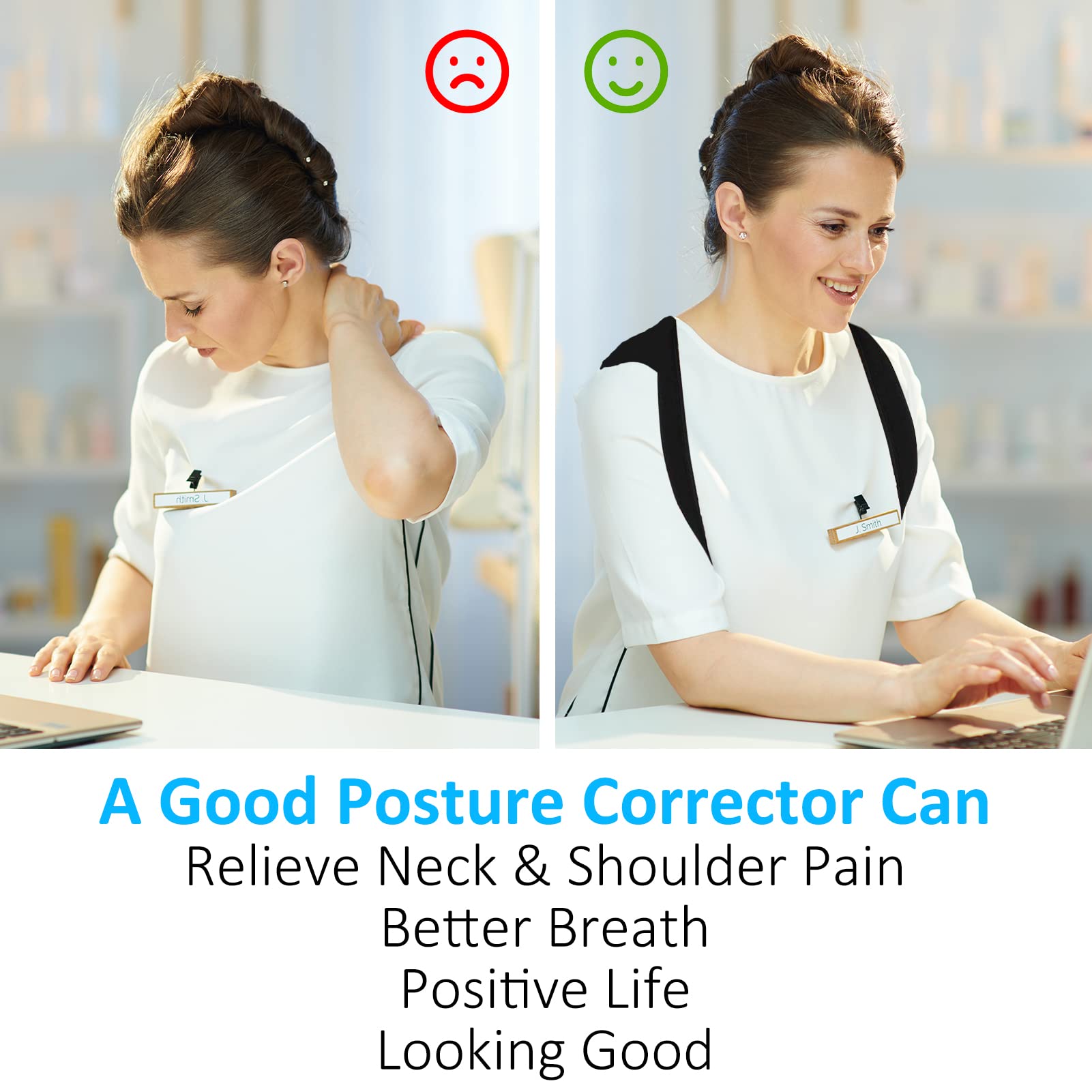 Comezy Posture Corrector for Women & Men, Breathable Back Brace Posture, Adjustable and Comfy Upper Back Support Straightener, Pain Relief for Neck, Shoulder, Spine, Back and Clavicle(Small/Medium