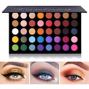 CHARMCODE 40 Colors High Pigmented Shimmer Matte Eyeshadow Makeup Palette Full Spectrum Artist Glitter Metallic Waterproof Creamy Blendable Eye Shadow Cosmetics (Color 1)