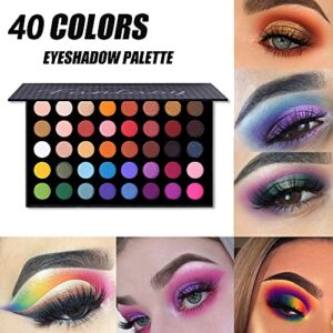 CHARMCODE 40 Colors High Pigmented Shimmer Matte Eyeshadow Makeup Palette Full Spectrum Artist Glitter Metallic Waterproof Creamy Blendable Eye Shadow Cosmetics (Color 1)