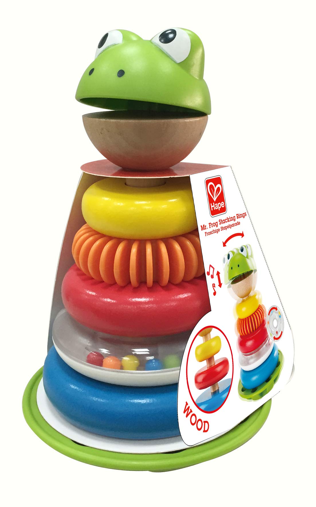 Hape E0457 Mr Frog Stacking Rings - Toddler Activity Toy L: 4.7, W: 4.7, H: 7.3 inch