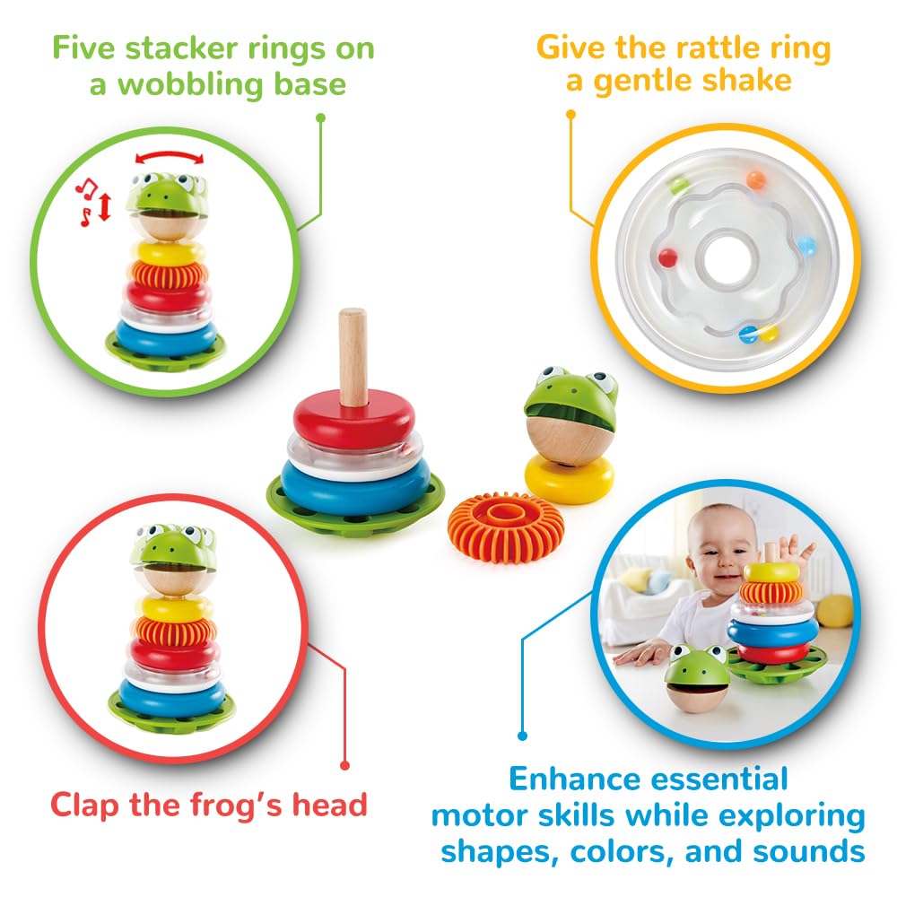 Hape E0457 Mr Frog Stacking Rings - Toddler Activity Toy L: 4.7, W: 4.7, H: 7.3 inch