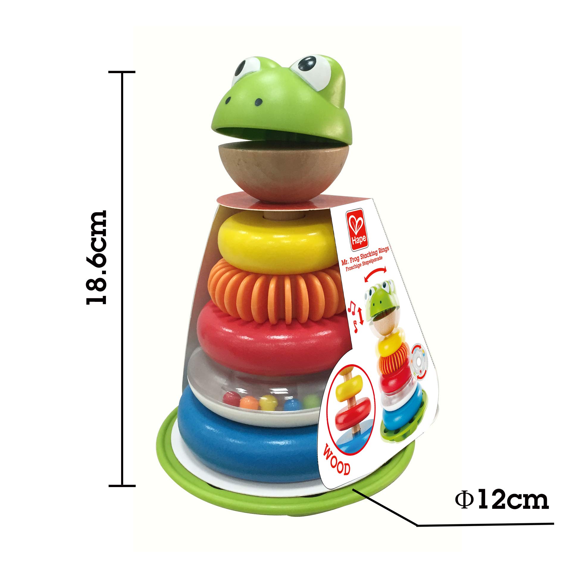 Hape E0457 Mr Frog Stacking Rings - Toddler Activity Toy L: 4.7, W: 4.7, H: 7.3 inch