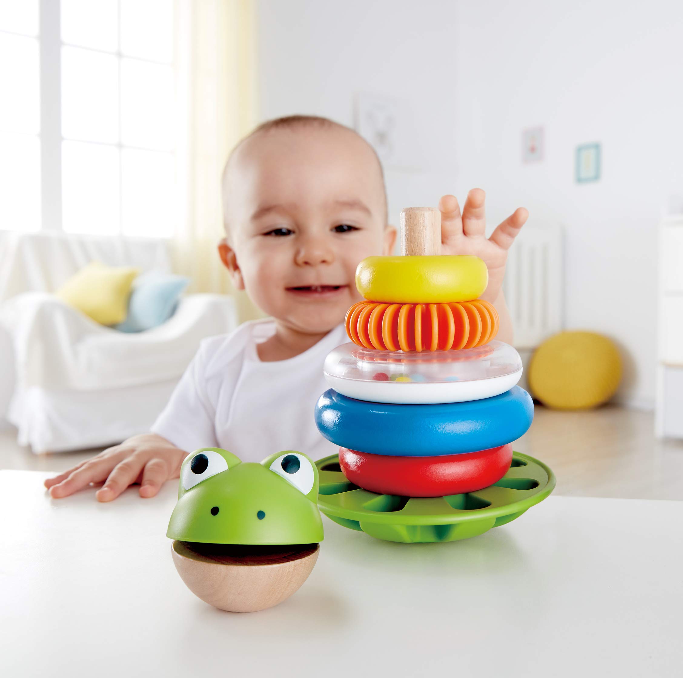 Hape E0457 Mr Frog Stacking Rings - Toddler Activity Toy L: 4.7, W: 4.7, H: 7.3 inch