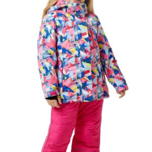 M2C Girls Thicken Warm Hooded Color Block Ski Snowsuit Jacket & Pants Pink 6/7