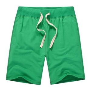 AMY COULEE Men's Knit Terry Shorts Loose Fit Cotton Sports Shorts (S, Sea Green)