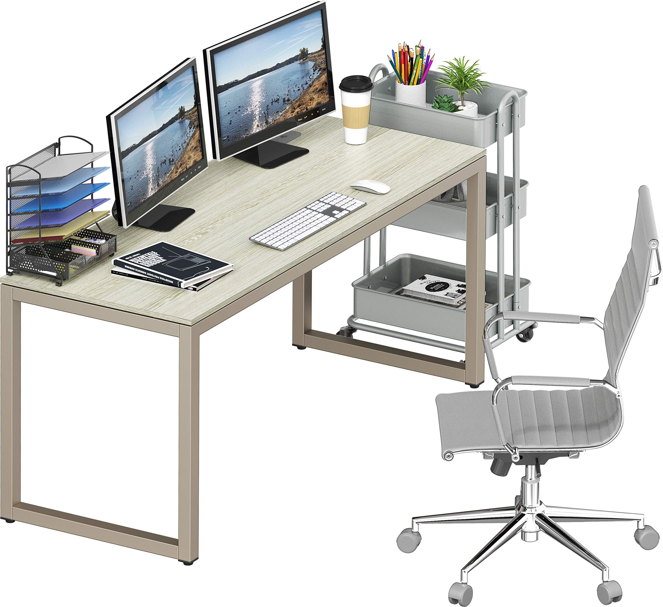 SHW Home Office 55-Inch Large Computer Desk, Maple