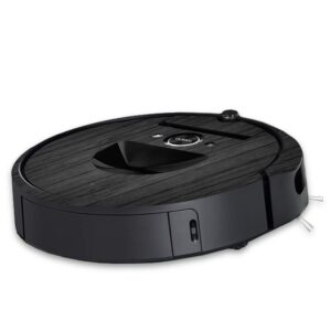 mightyskins skin compatible with irobot roomba i7 robot vacuum - black wood | protective, durable, and unique vinyl decal wrap cover | easy to apply, remove, and change styles | made in the usa