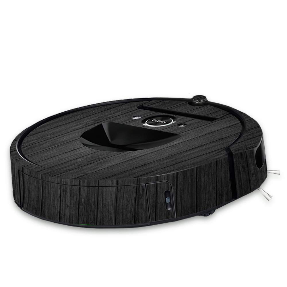 MightySkins Skin Compatible with iRobot Roomba i7 Robot Vacuum - Black Wood | Protective, Durable, and Unique Vinyl Decal wrap Cover | Easy to Apply, Remove, and Change Styles | Made in The USA