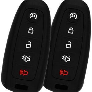 KeyGuardz Keyless Entry Remote Car Smart Key Fob Outer Shell Cover Soft Rubber Case for Ford Lincoln (Pack of 2)