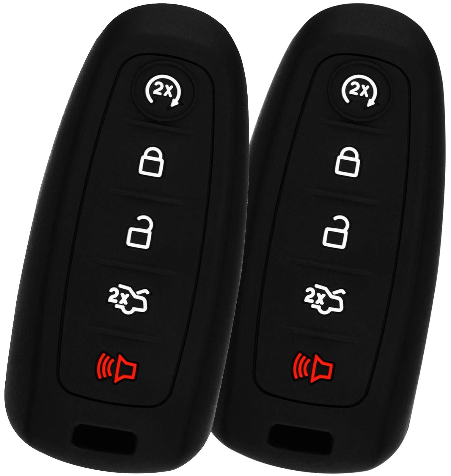 KeyGuardz Keyless Entry Remote Car Smart Key Fob Outer Shell Cover Soft Rubber Case for Ford Lincoln (Pack of 2)