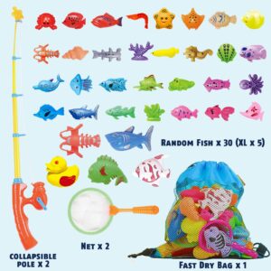 CozyBomB™ Magnetic Fishing Game for Kids | Bath Pool Toys Set for Water Table Learning Education Fishin for Bathtub Fun with Animal, Poles Rod Net Fishes for Kids Age 3 4 5 6 Year