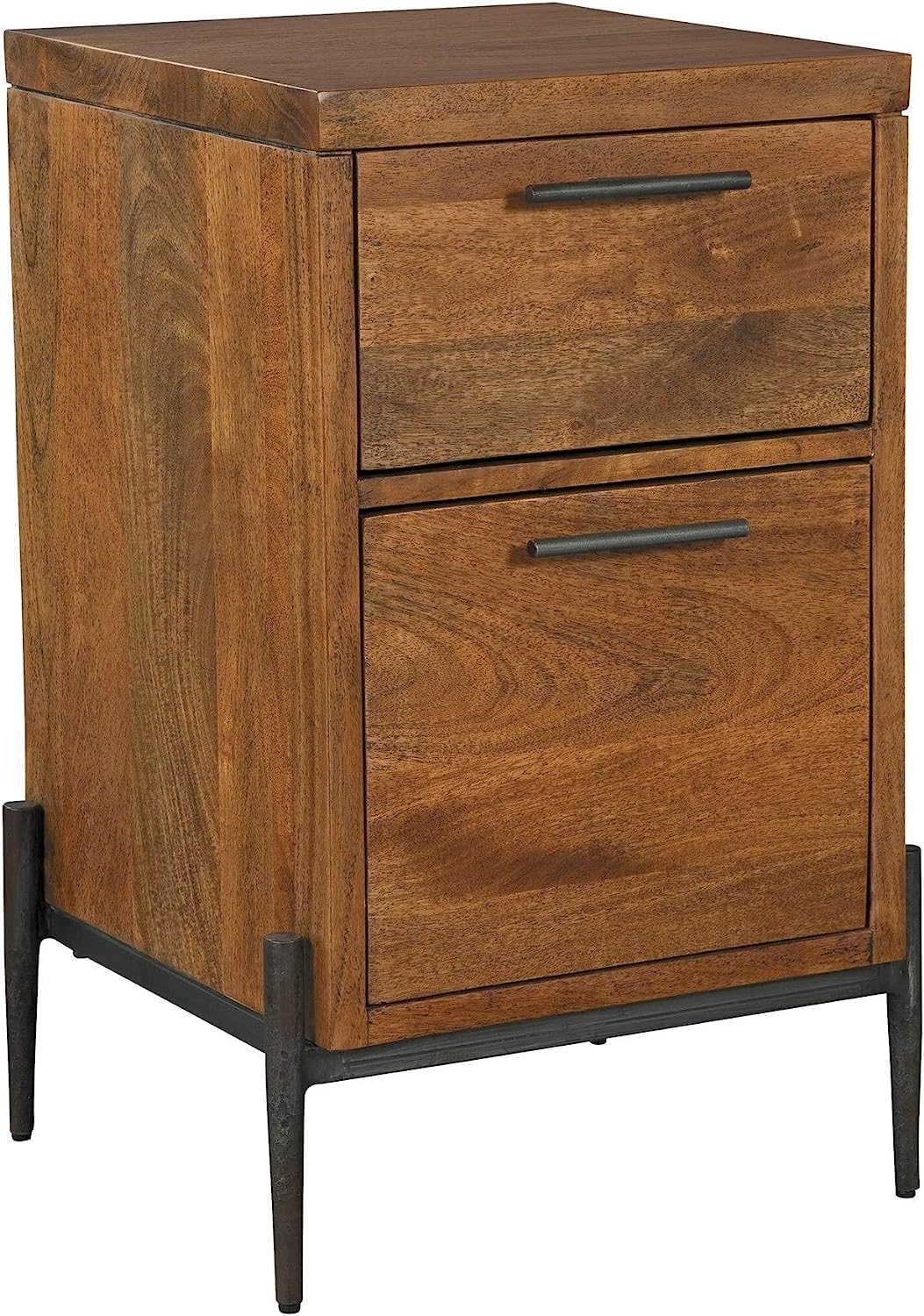 Hekman Furniture Office HomeBedford Filing Cabinet ? Bedford Finish, Durable Mango Solids, Metal Forged Iron Base & Hardware, 2 Storage File Drawers, Rustic Home Decor