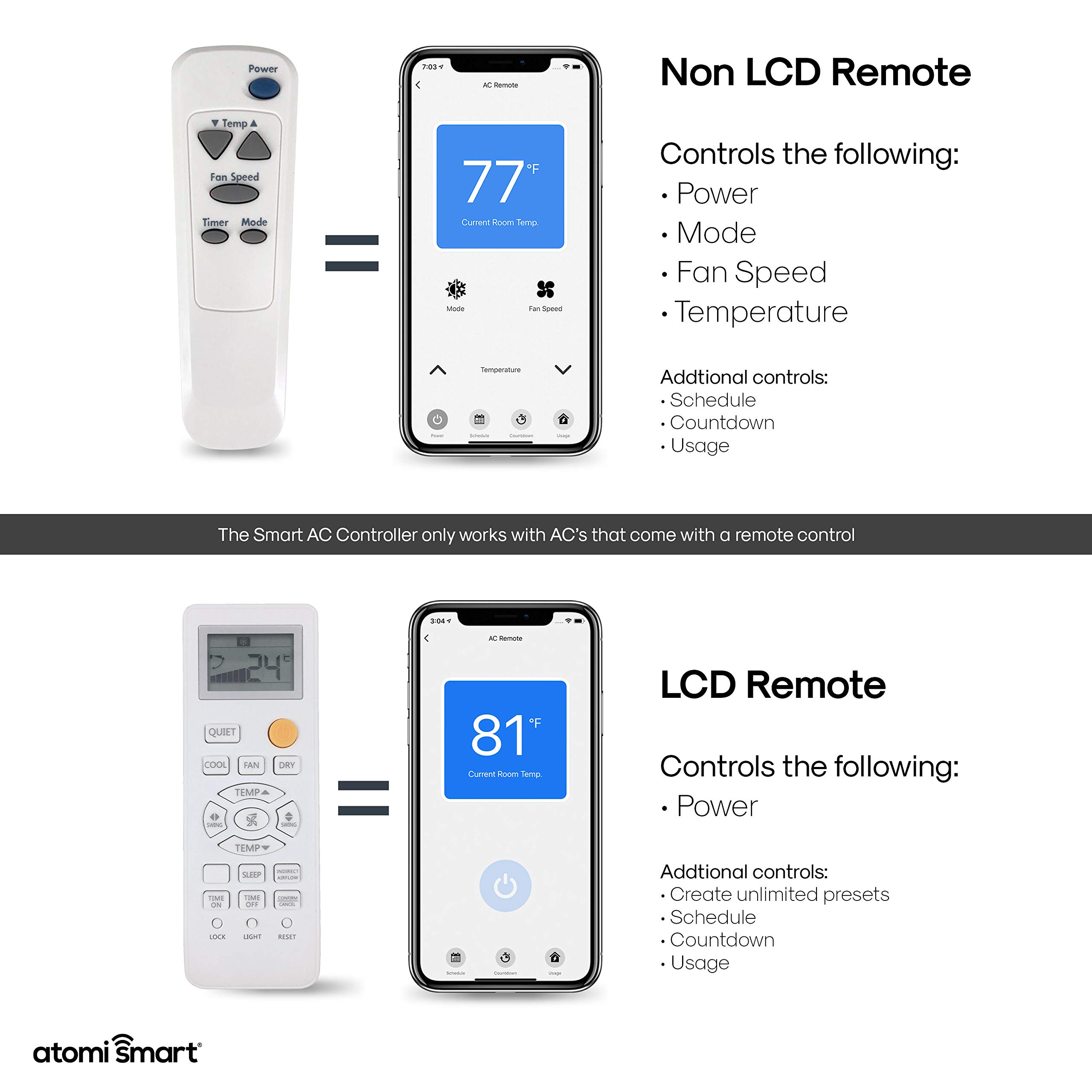 Atomi Smart AC Controller - WiFi-Compatible with Alexa, Google Assistant, iOS, Android, and The Atomi Smart App