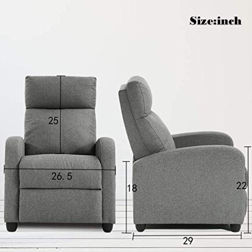 Fabric Single Sofa Recliner Chair Modern Reclining Seat Home Theater Seating for Living Room