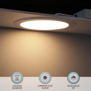 TORCHSTAR Ultra-Thin 8 Inch LED Recessed Light with Junction Box, 5%-100% Dimmable Aluminum Recessed Downlight, ETL & ES Listed, 3000K Warm White, 18W Slim Recessed Lighting, Pack of 6