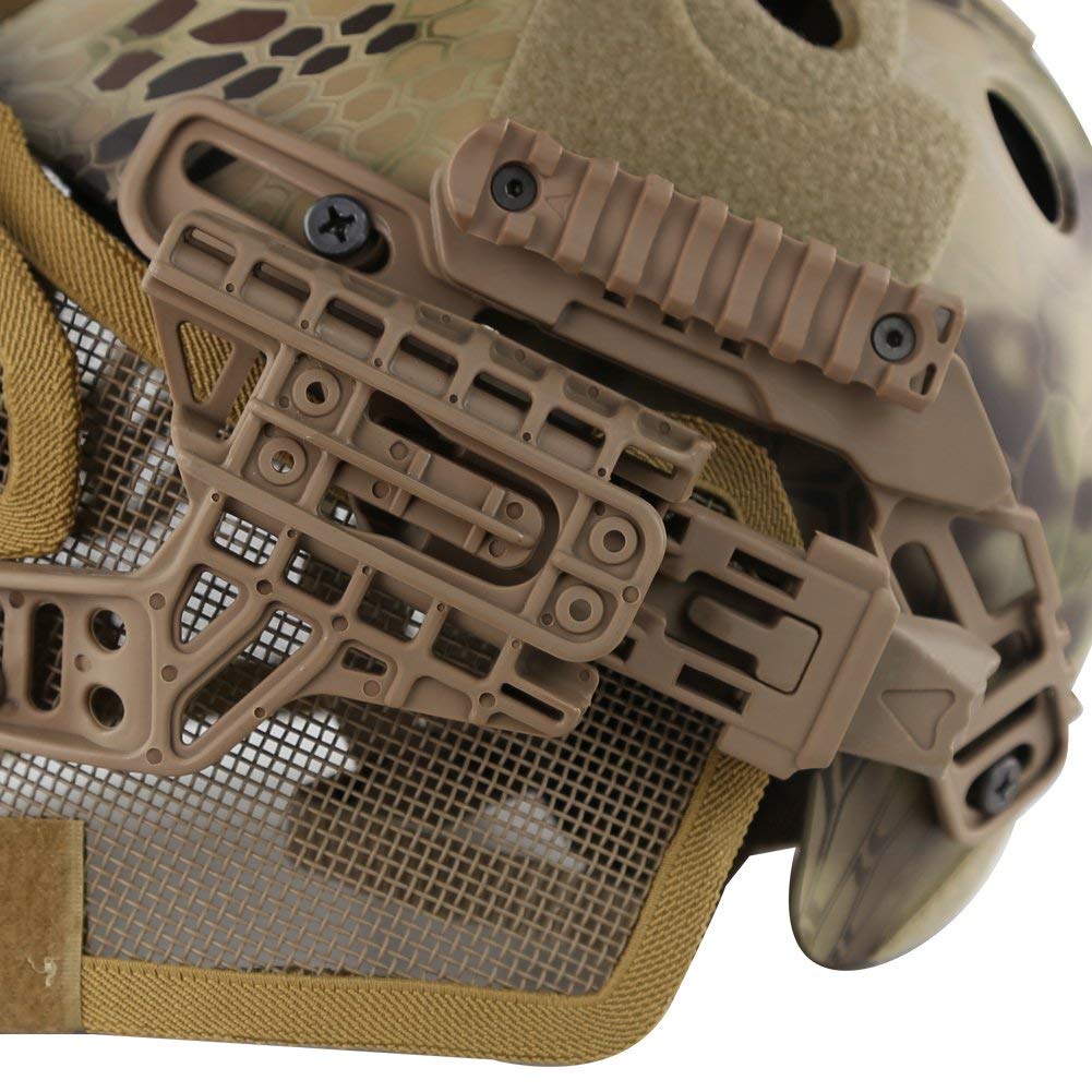 PJ Fast Tactical Helmet Airsoft Paintball Protective Helmet Full Face Mask Goggles Outdoor Sports Hunting CS Game