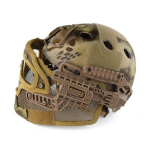 PJ Fast Tactical Helmet Airsoft Paintball Protective Helmet Full Face Mask Goggles Outdoor Sports Hunting CS Game