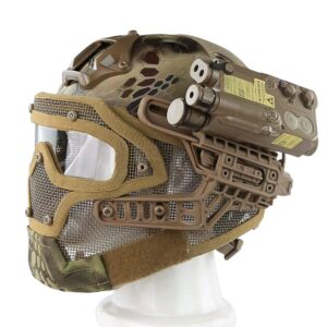 PJ Fast Tactical Helmet Airsoft Paintball Protective Helmet Full Face Mask Goggles Outdoor Sports Hunting CS Game