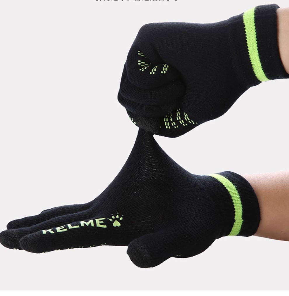 KELME Winter Gloves Unisex for Kids and Adults - Thermal Warm Knit Touch Screen Fingers Anti Slip - Running Glove Mittens (Black/Orange, Large (Adult))