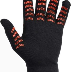 KELME Winter Gloves Unisex for Kids and Adults - Thermal Warm Knit Touch Screen Fingers Anti Slip - Running Glove Mittens (Black/Orange, Large (Adult))