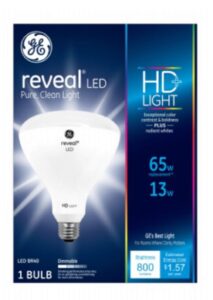 ge lighting 30696 br40 reveal hd+ led light bulb, 13 watts