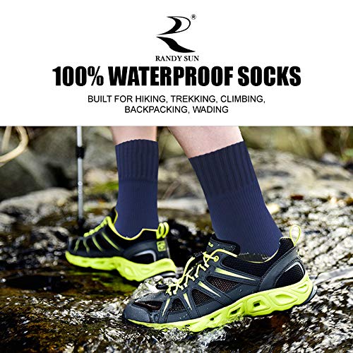 RANDY SUN Waterproof Work Socks for Unisex Athletic Crew Socks Hiking Running Hunting Outdoor Cycling Socks 1 Pair (Navy Blue,Small)