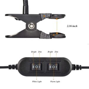 CLOOOUDS 7W Clip on Light, LED Clip On Lamp, USB Reading Book Light, Bed Lamp,Desk lamp, Warm Light and White Light