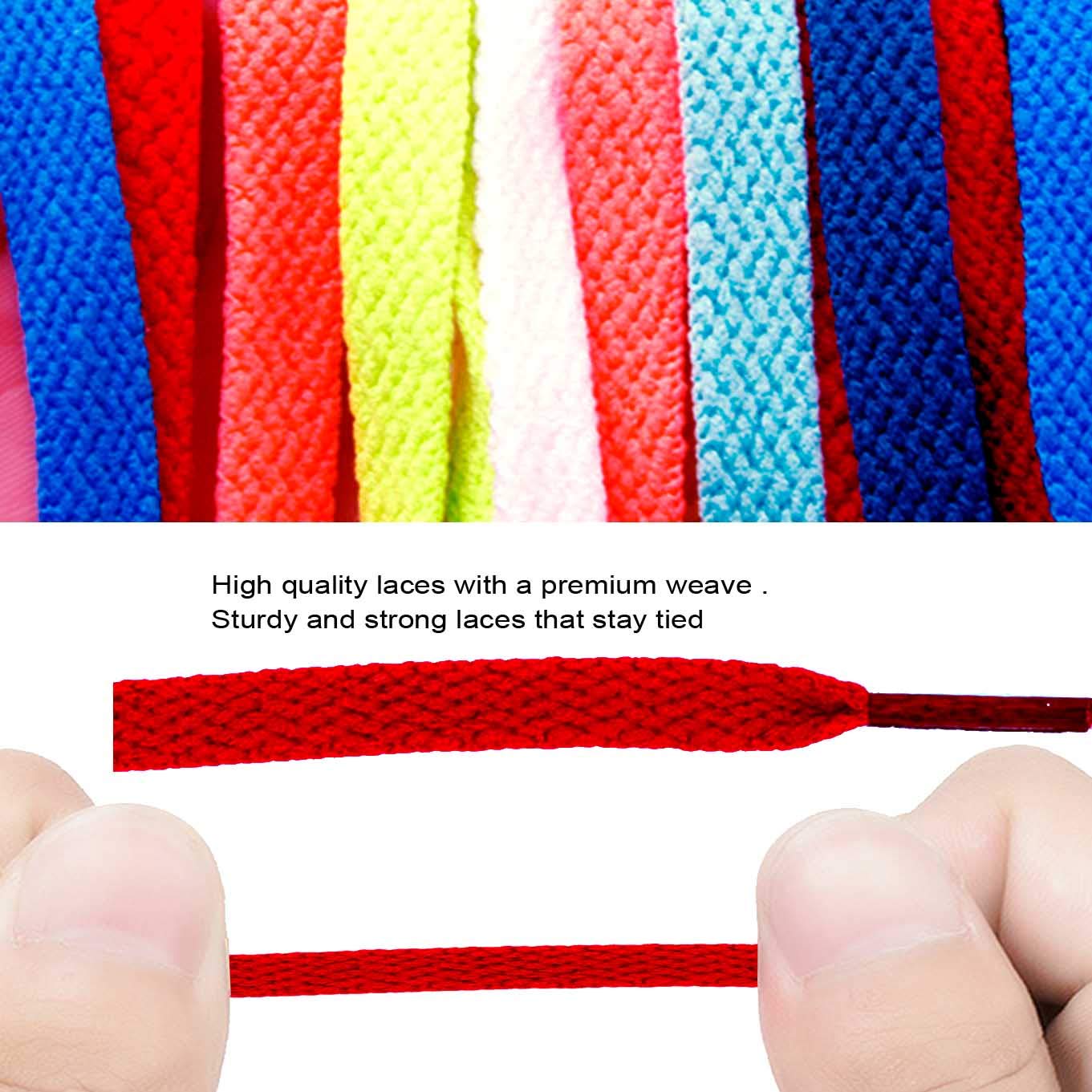 CaseHQ 3 Pair Flat Shoe laces 5/16" Wide Shoelaces for Athletic Tennis Running Sneakers