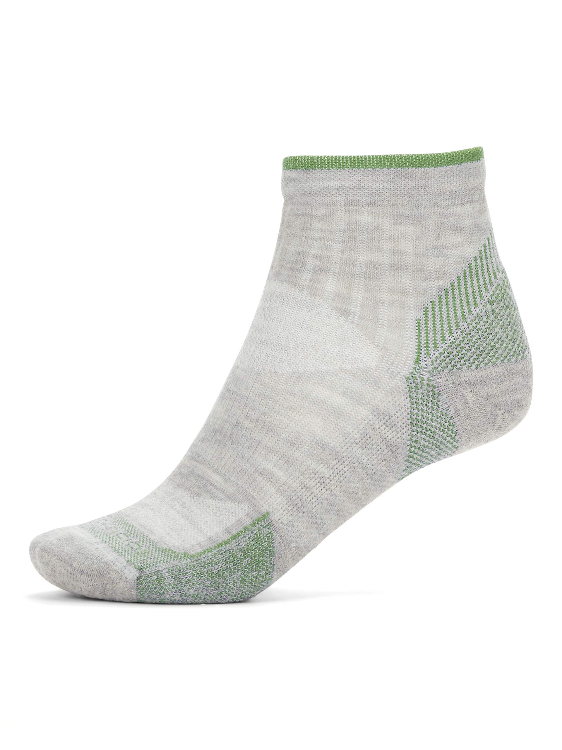 ExOfficio Men's BugsAway Solstice Canyon Qtr Socks, Sleet Heather/Alpine Green, L/XL