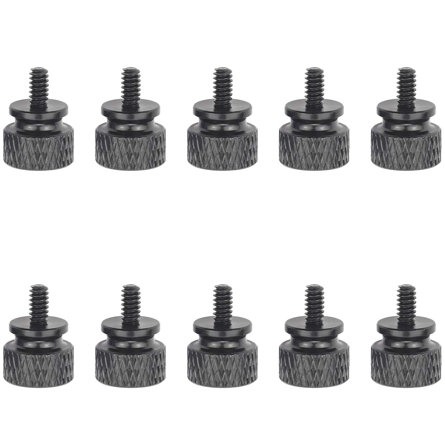 Favordrory 6#-32 Anodized Aluminum Thumbscrews, Computer Case Thumbscrews, Thumb Screws, Black, 10 PCS