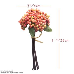 JD ARTIFICIAL PLANTS 2 Bundles of 11" Artificial Berry Stems Floral Sprays Berry Fruit Picks for Home Décor Office Restaurant Wedding Garden Patio Shop Window Photography Props(Bright Red)