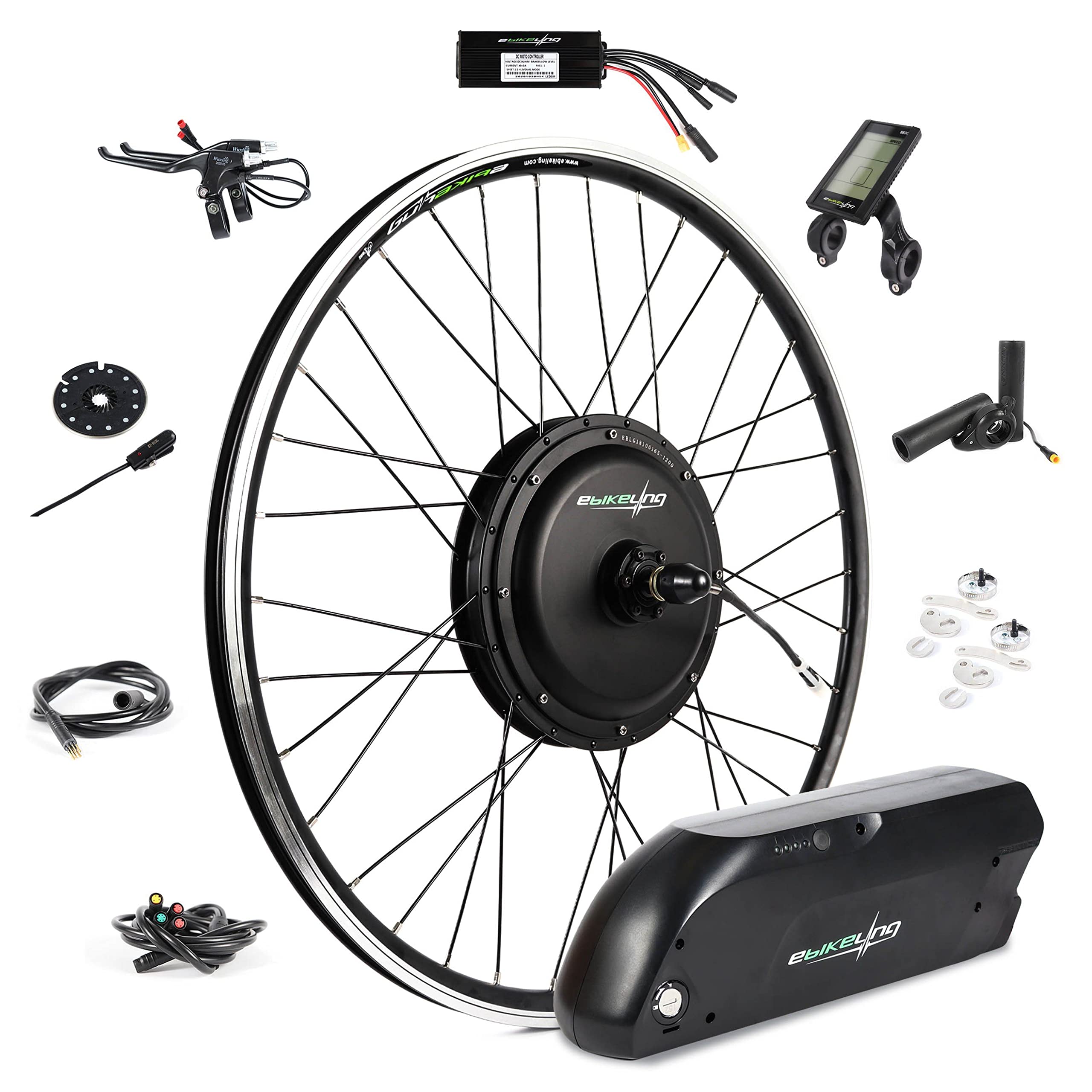 EBIKELING Waterproof Ebike Conversion Kit with Battery Direct Drive 700C Front or Rear Wheel Electric Bike Conversion Kit Ebike Battery & Charger Included 1500W 1200W Electric Bike for Adults