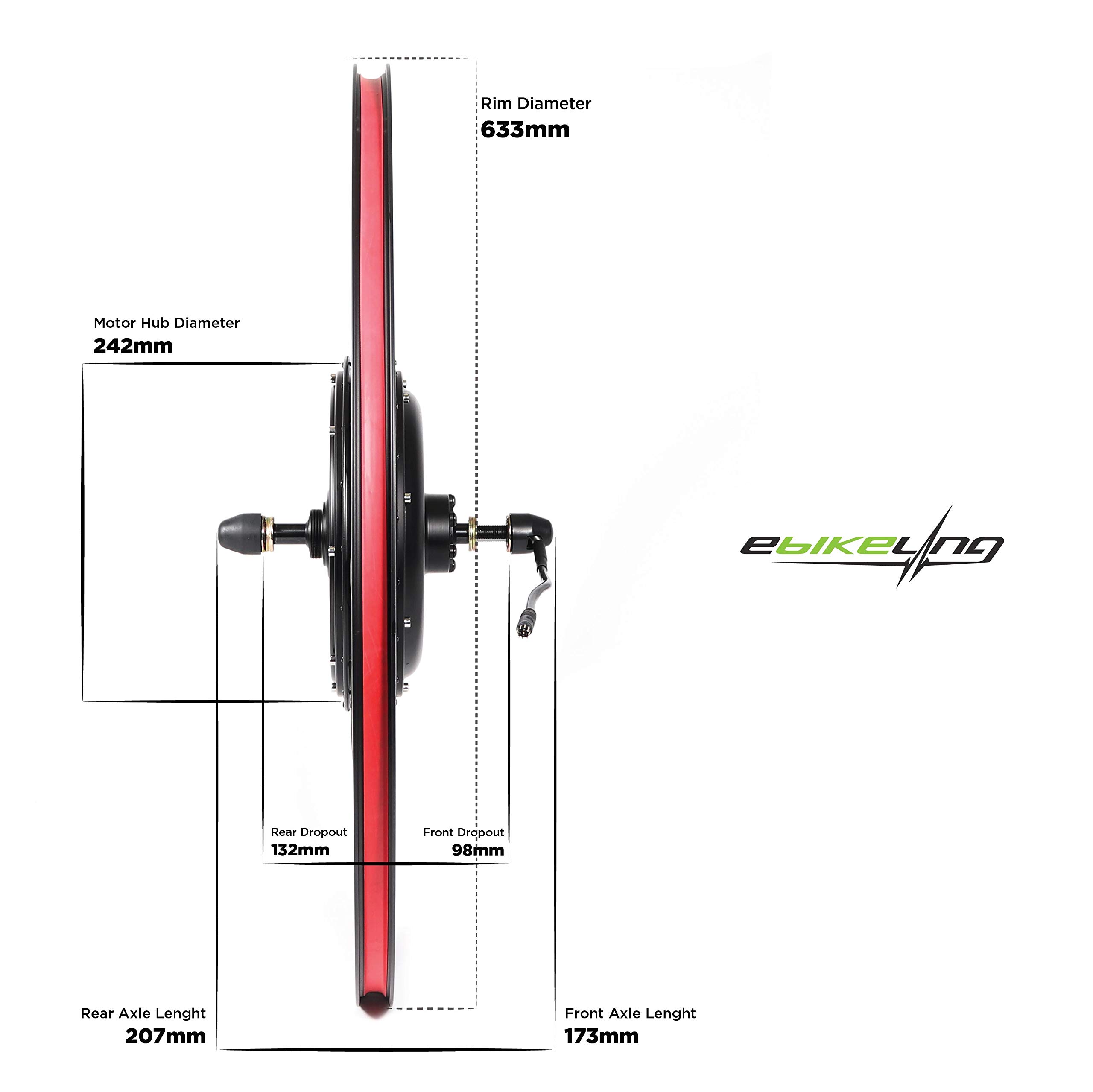 EBIKELING Waterproof Ebike Conversion Kit with Battery Direct Drive 700C Front or Rear Wheel Electric Bike Conversion Kit Ebike Battery & Charger Included 1500W 1200W Electric Bike for Adults