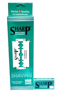 100 sharp hi chromium double edge razor blades for safety razor - men´s safety razor blades for shaving for men for a smooth and clean shave (1 year supply)