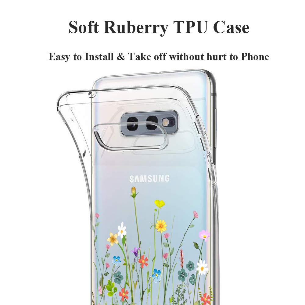 Unov Galaxy S10e Case, Clear with Design Soft TPU Shock Absorption Slim Embossed Floral Pattern Protective Back Cover for Samsung Galaxy S10e 5.8in (Flower Bouquet)