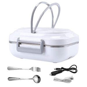 electric heating lunch box car home office travel use food warmer portable bento meal heater with removable 304 stainless steel container 110v 12v dual use