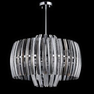 TZOE Crystal Chandelier,Modern Drum Light,17.7"(D) x45.7(H),4 Light Crystal Pendant Light,Adjustable Height,Polished Chrome,UL Listed