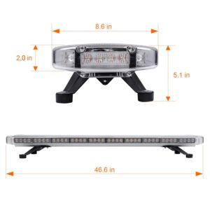 ASPL 47" 88 LED High Intensity Low Profile Roof Top Strobe Light Bar Emergency Warning Strobe lights For Tow Truck Construction Vehicles (Amber)