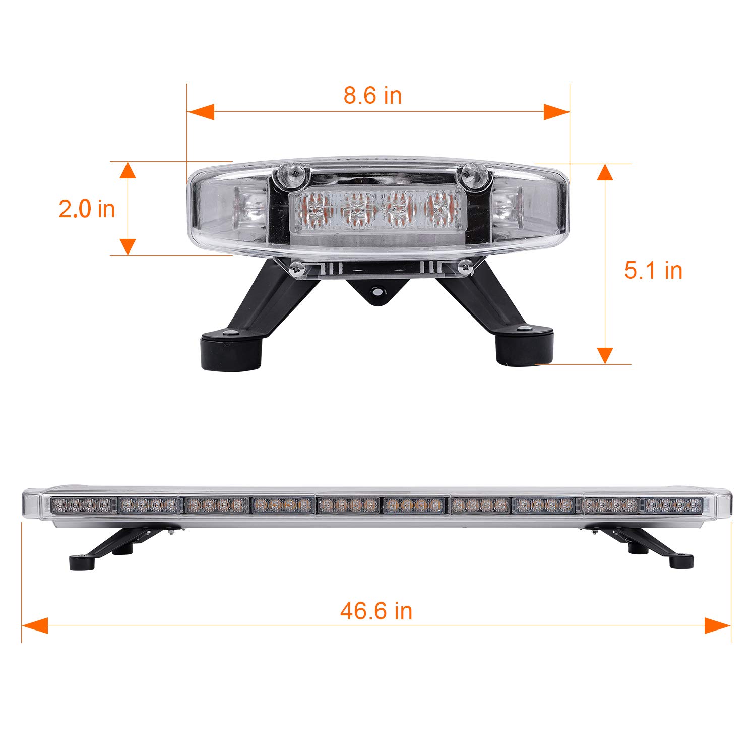 ASPL 47" 88 LED High Intensity Low Profile Roof Top Strobe Light Bar Emergency Warning Strobe lights For Tow Truck Construction Vehicles (Amber)