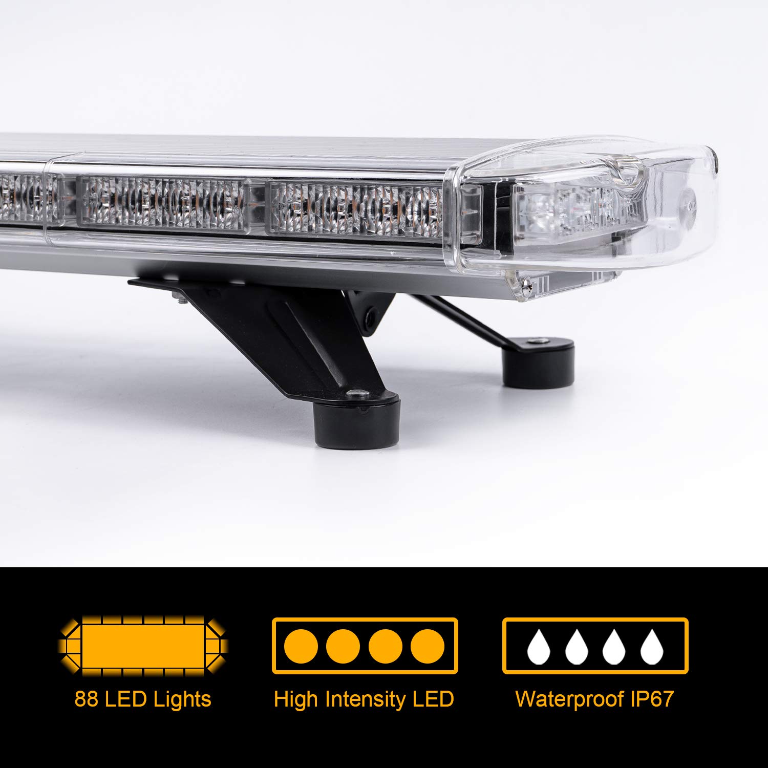 ASPL 47" 88 LED High Intensity Low Profile Roof Top Strobe Light Bar Emergency Warning Strobe lights For Tow Truck Construction Vehicles (Amber)