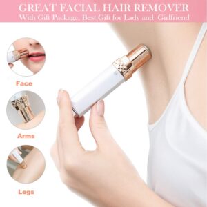 Facial Hair Remover[Battery Included], Women Shaver for Women Painless Face Epilator/ Bikini Trimmer/Lady Shaver/Razor for Upper Lip, Chin, Face, Legs, Arms with LED Light Using Smooth GlideTechnology