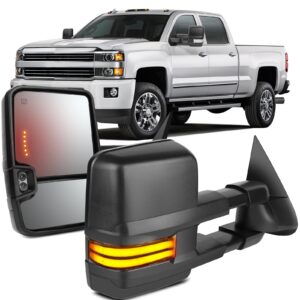 ocpty towing mirrors with power heated left right side tow mirrors compatible with for chevy 1999-2002 for gmc/suburban 2000-2002 with running lights