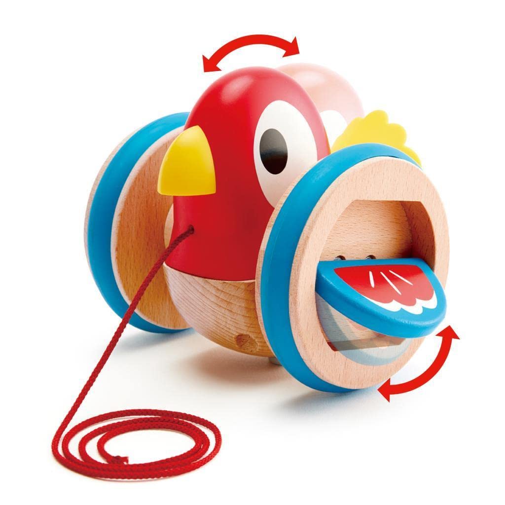 Hape Baby Bird Pull-Along | Wooden Wobbling & Flapping Pull Toddler Toy, Bright Colors Multicolor, L: 5.2, W: 5, H: 4.8 inch