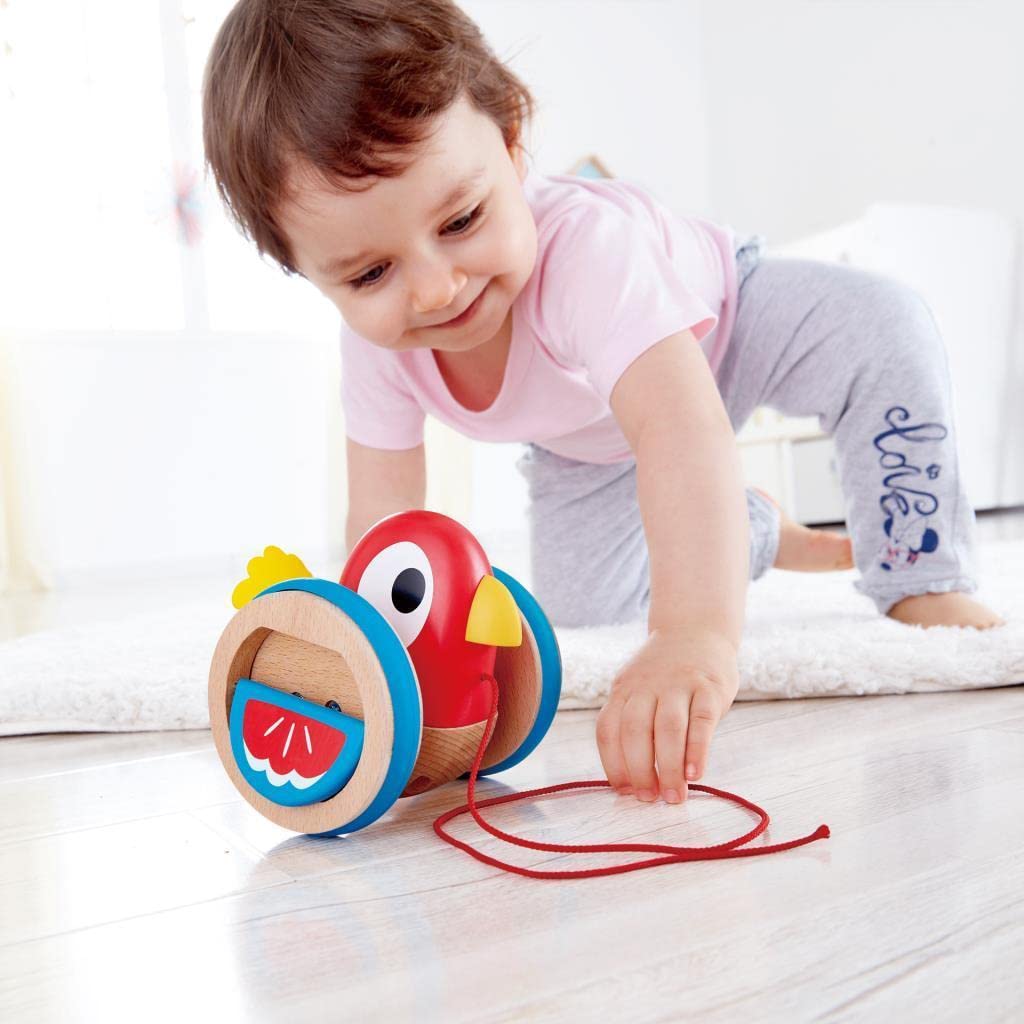 Hape Baby Bird Pull-Along | Wooden Wobbling & Flapping Pull Toddler Toy, Bright Colors Multicolor, L: 5.2, W: 5, H: 4.8 inch